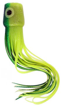 Soft Plastic Chugger Head Lure 12 Inch Green and Yellow Flaked 3.5 oz