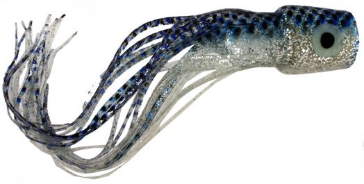 Soft Plastic Chugger Head Lure 12 Inch Clear, Sliver and Blue 3.5 oz