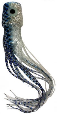 Soft Plastic Chugger Head Lure 12 Inch Clear, Sliver and Blue 3.5 oz