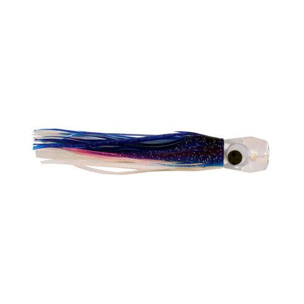Lookout Bite Resin Head Trolling Lure Blue Head Blue White Clear Squid Skirt 7 Inch