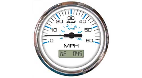 Speedometer GPS 60 MPH 4", Chesapeake White Stainless Steel (SGP003)