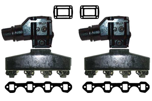 Exhaust Manifold Kit for OMC, Volvo Ford 5.0 5.8 Small Block V8 Carbureted with 7.75 Inch Risers GLM58490