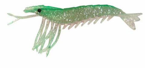 Artificial Shrimp Rigged 3-1/4 Green/Pink 3 Pack Artificial Shrimp