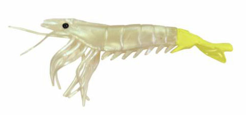 Artificial Shrimp 3-1/4" Pearl/Chartreuse 3 Pack - Almost Alive Lures