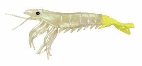 Artificial Shrimp 3-1/4" Pearl/Chartreuse 6 Pack - Almost Alive Lures