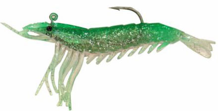 Artificial Shrimp Rigged 3-1/4" Green/Pink 6 Pack - Almost Alive Lures