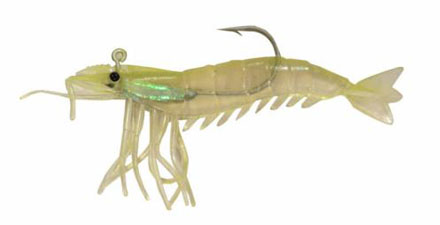 Artificial Shrimp Rigged 3-1/4" Chartreuse/Clear 3 Pack - Almost Alive Lures