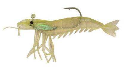 Artificial Shrimp Rigged 3-1/4" Chartreuse/Clear 6 Pack - Almost Alive Lures