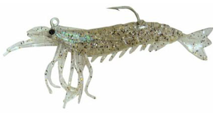 Artificial Shrimp Rigged 3-1/4" Clear/Glitter 3 Pack - Almost Alive Lures