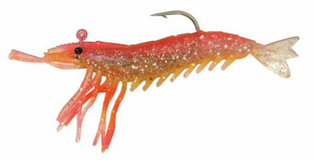 Artificial Shrimp Hook Only 3-1/4" Pink/Yellow 6 Pack - Almost Alive Lures
