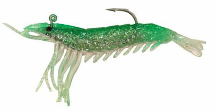 Artificial Shrimp Hook Only 3-1/4" Green/Pink 6 Pack - Almost Alive Lures