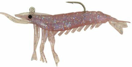 Artificial Shrimp Hook Only 3-1/4" Purple Flake 3 Pack - Almost Alive Lures