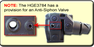 NOTE: The GLM51330 has a provision for an Anti-Siphon Valve