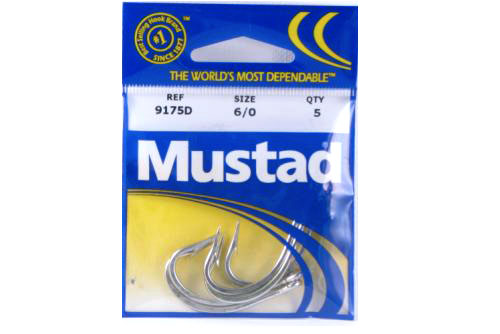 Mustad 9175D-6/0-28 O'Shaughn Hks 10Pk TB Sz6/0 Duratin