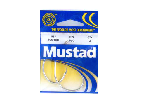 Mustad 39948D-9/0-29 Circle Hook Ringed Turned in Point Duratin 2Pk