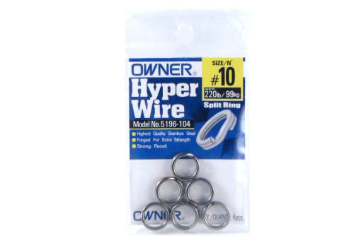 Owner 5196-104 Hyper Wire Split Ring 6Pk Sz10 220Lb Stainless