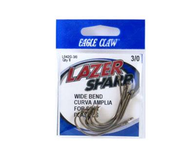 Eagle Claw L042G-3/0 Lazer Sharp Hks 8Pk Sz1/0 Brnz LS Sthd/Wlly