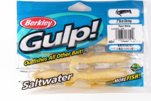 Berkley GSSHR3-PW Gulp Saltwater Shrimp 3" Pearl White 6Pk