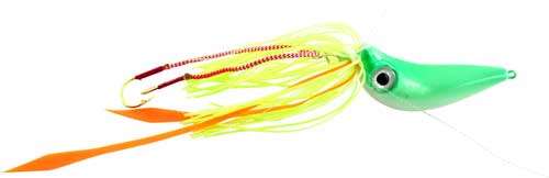Vertical Jig with Assist Hook Green/White 1.4 ounce - Almost Alive Lures