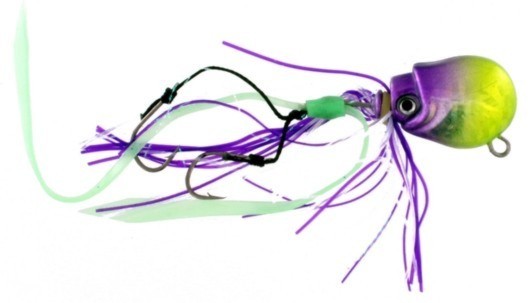 Vertical Jig Octopus Chartreuse/Purple 2.8 ounce - Almost Alive Lures