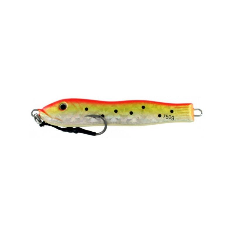 Vertical Jig Kuma Orange/Yellow/Flash 26.25 ounce - Almost Alive Lures
