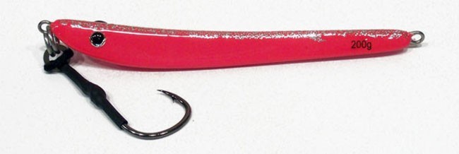 Vertical Jig Jabbah Red/Glitter 7 ounce - Almost Alive Lures