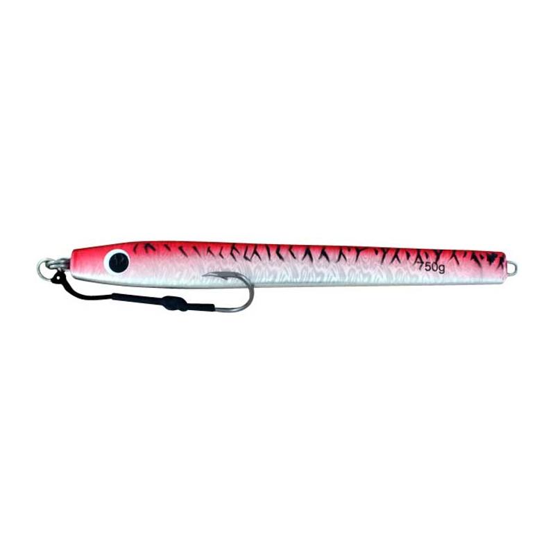 Vertical Jig Media Red/Silver Striped 26 ounce - Almost Alive Lures