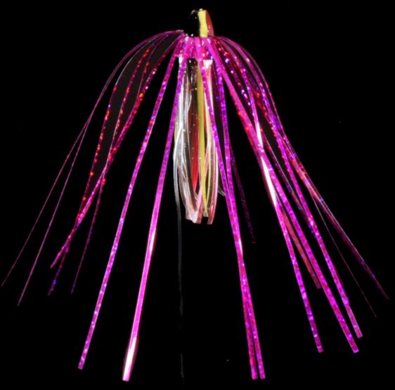 Witch Lure, 10g, Black, Yellow, Red Skirt, Pink Mylar