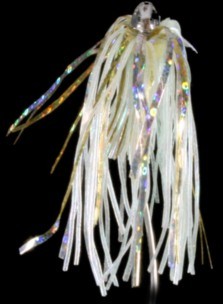 Trolling Witch Lure, 4g, White Skirt, Gold and Silver Mylar