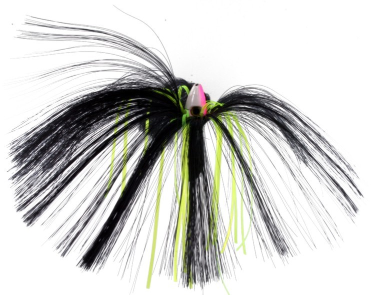 Witch Lure, 1oz, Pink - White Head, Black Hair, Chartreuse Mylar
