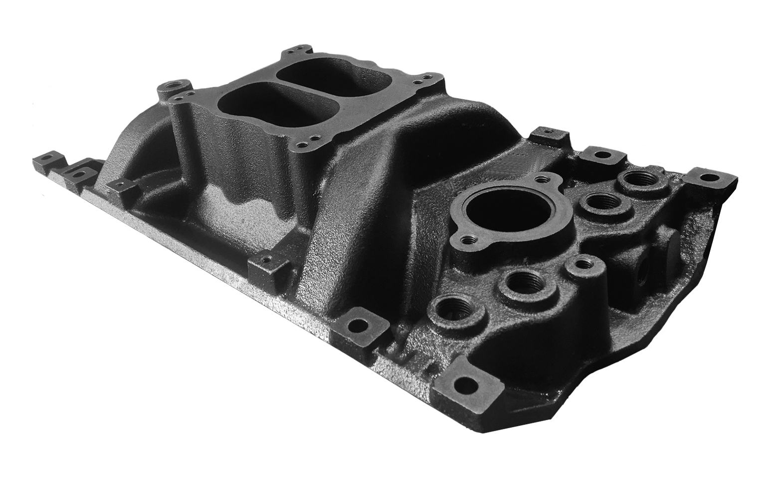 Intake Manifold, cast Iron Fits Small block GM, 1987-1995 with both square bore and spread bore carburetor
