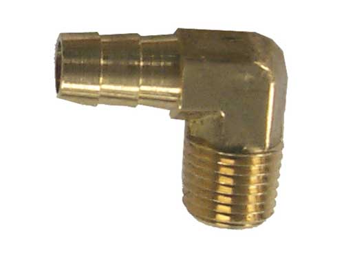 Fuel Elbow Brass 90 Degree 3/8 Barb 1/4 Thread 18-8067