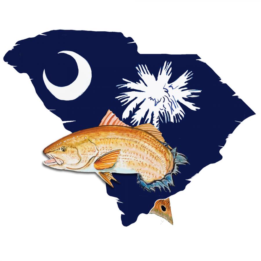 SC State Flag and Red Fish