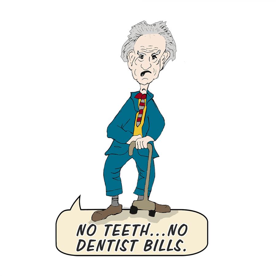 Old Man - No Teeth, No Bills