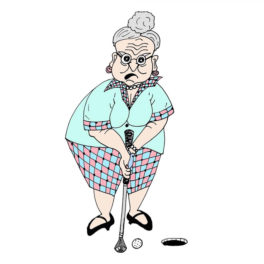 Old Lady Golfing
