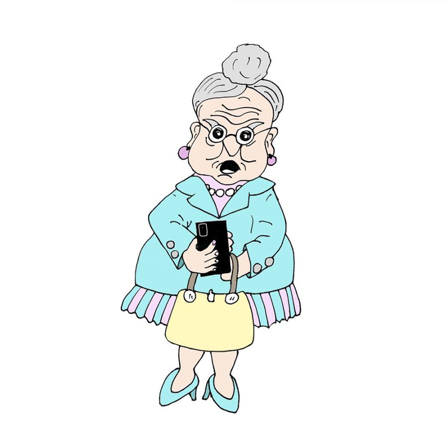 Old Lady Holding Cell Phone
