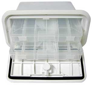 Fishing Tackle Box 7 Inch x 14 Inch 2-Drawer Polar White 2 trays