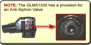 NOTE: The GLM51330 has a provision for an Anti-Siphon Valve