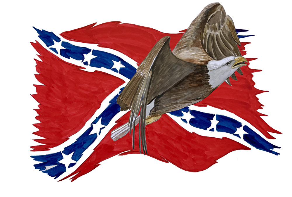 Confederate Flag Tattered w/ Eagle 1