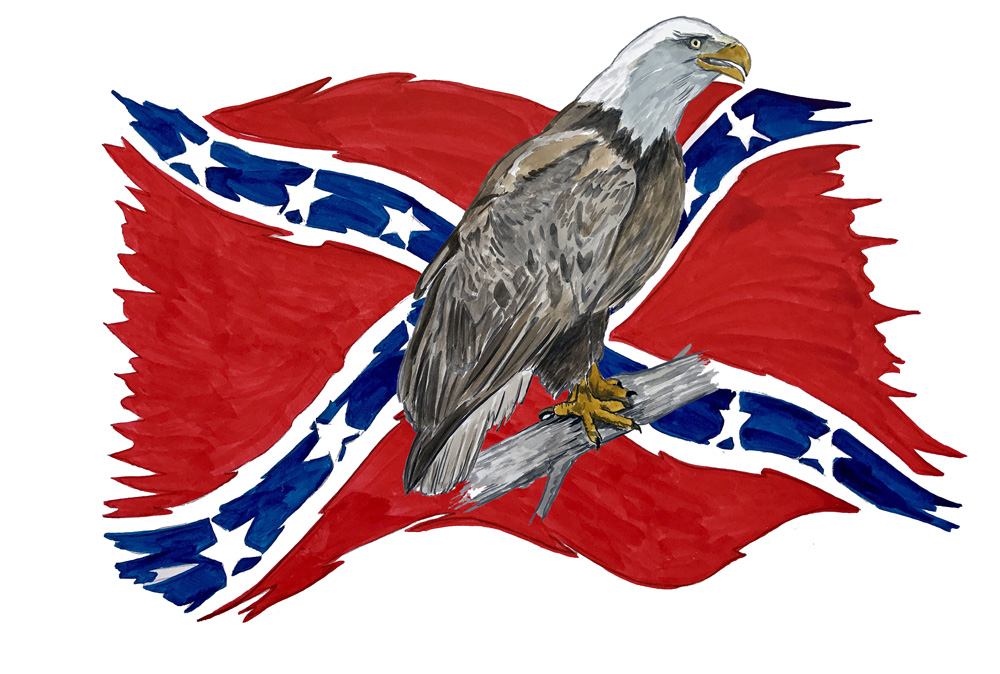 Confederate Flag Tattered w/ Eagle 2