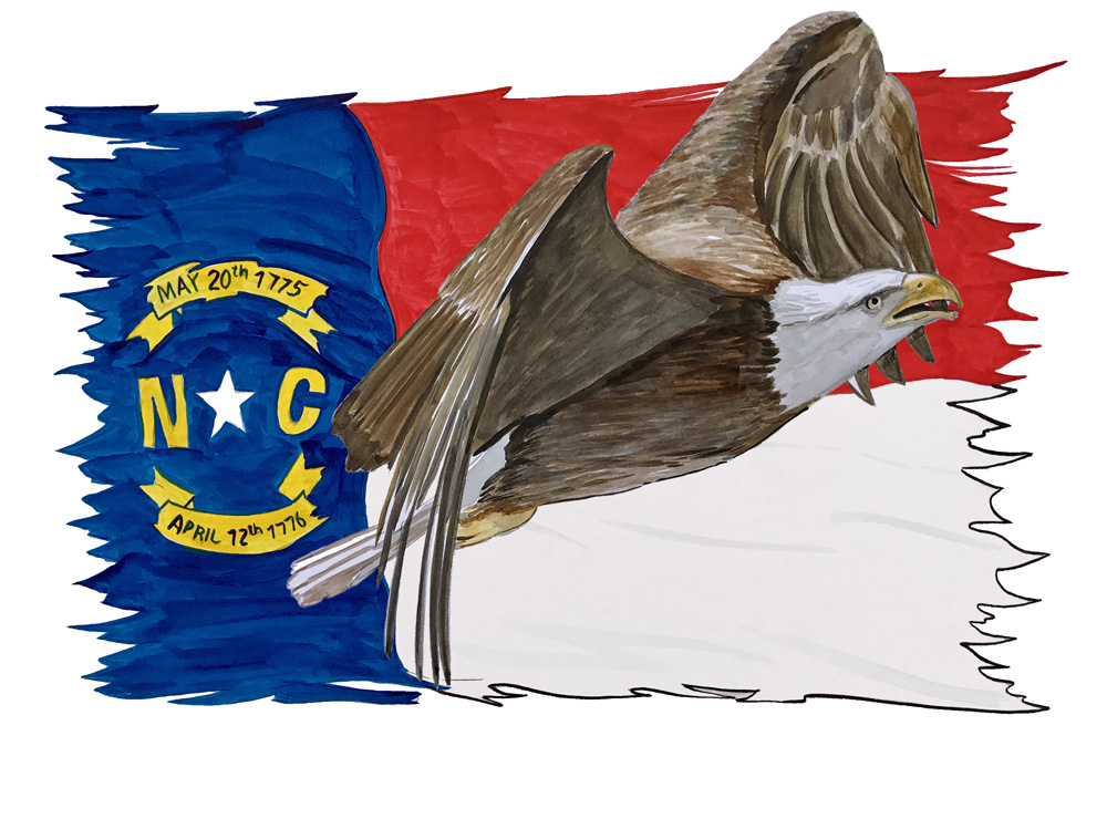 NC Flag Tattered w/ Eagle 1