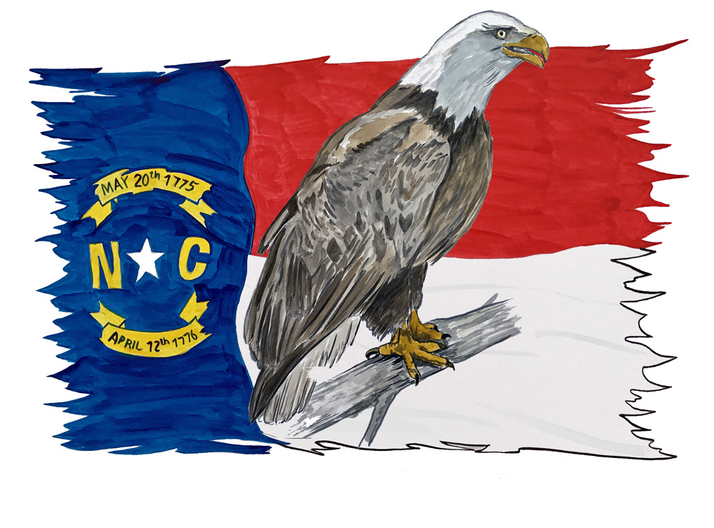 NC Flag Tattered w/ Eagle 2