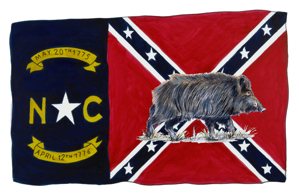 NC Confederate Flag W/ Boar