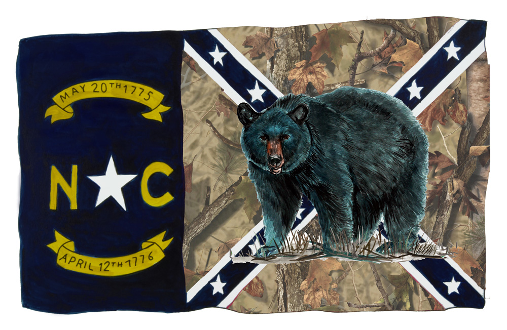 NC Camo Confederate Flag w/ Bear