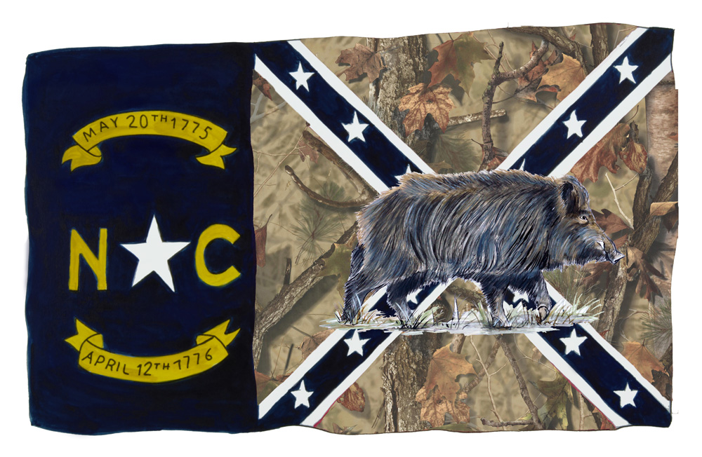 NC Camo Confederate Flag w/ Boar