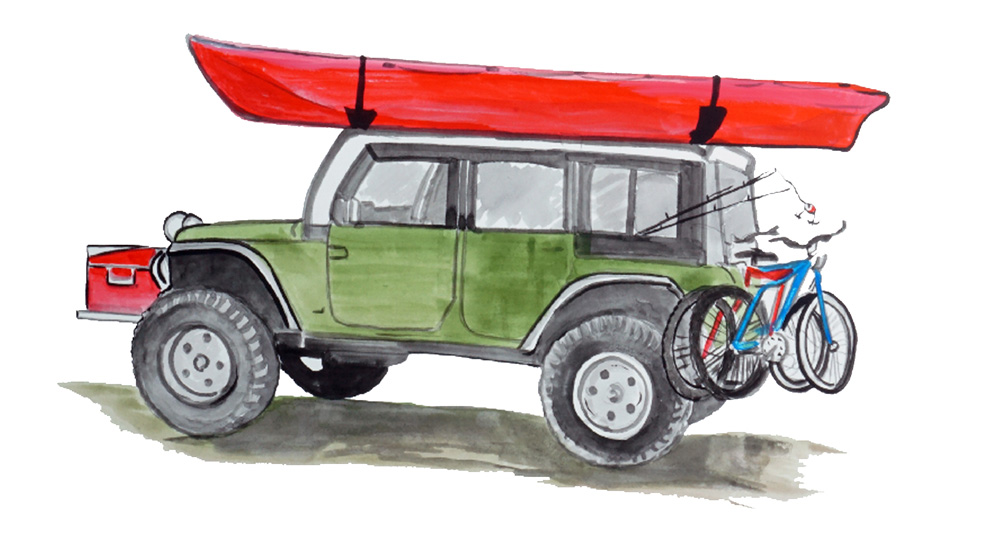 Jeep and Kayak