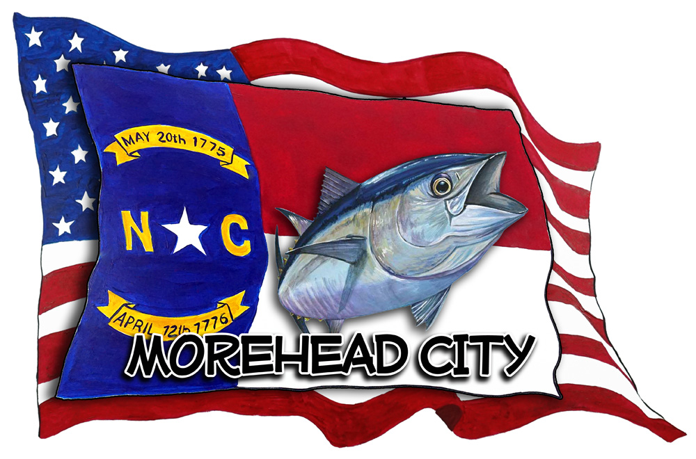 USA/NC Flags w/ Tuna - Morehead City