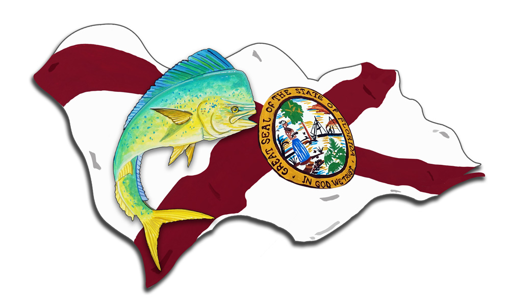 Florida Flag with Mahi-Mahi