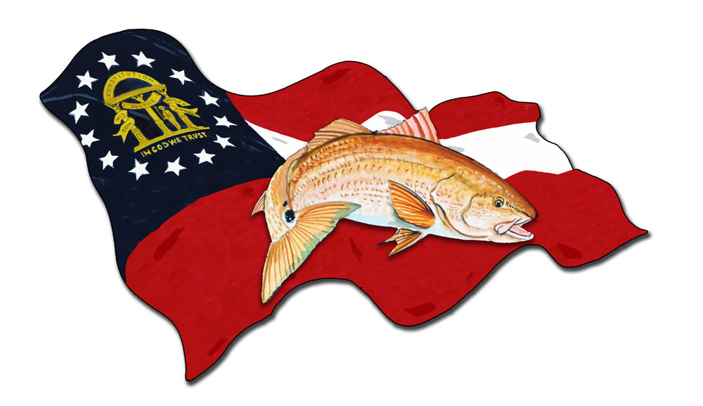 Georgia Flag and Red Drum