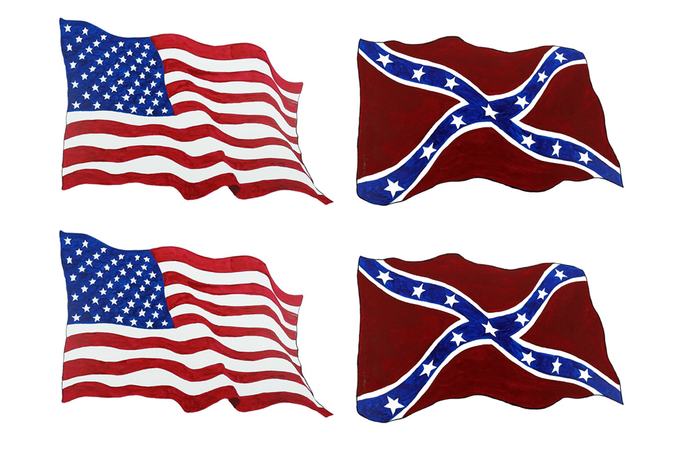 American and Confederate Flag Combo